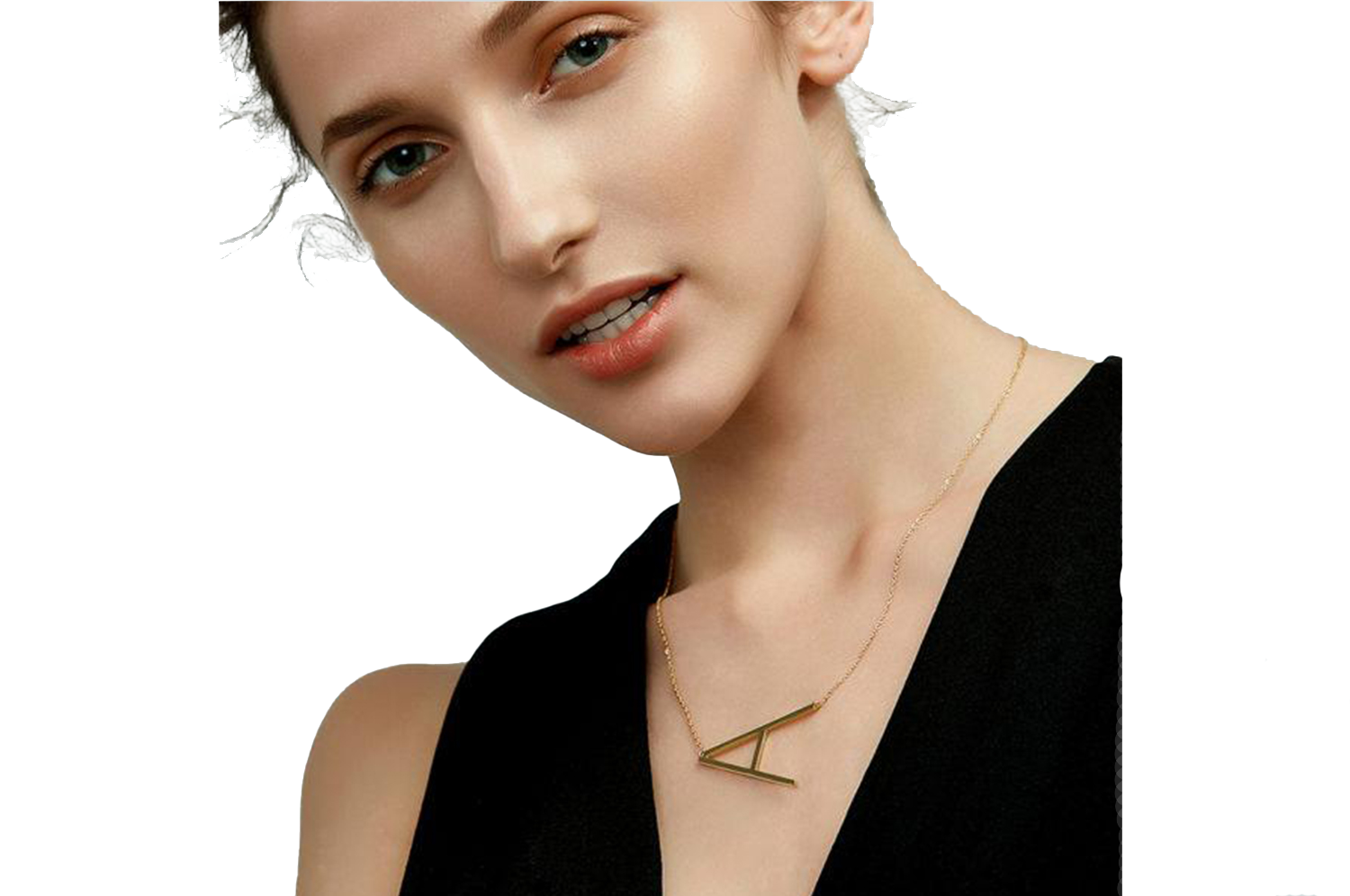 Gold Sideways Alphabet Initial Necklace - Amina Sorel Fine Jewelry