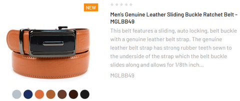 Men's Genuine Leather Sliding Buckle Ratchet Belt - MGLBB49