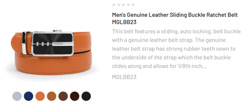 Men's Genuine Leather Sliding Buckle Ratchet Belt - MGLBB51