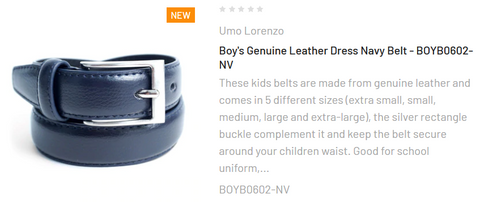 Boy's Genuine Leather Dress Navy Belt - BOYB0602-NV