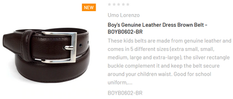 Boy's Genuine Leather Dress Brown Belt - BOYB0602-BR