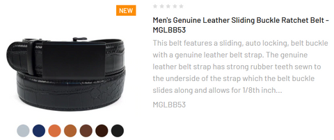 Men's Genuine Leather Sliding Buckle Ratchet Belt - MGLBB53