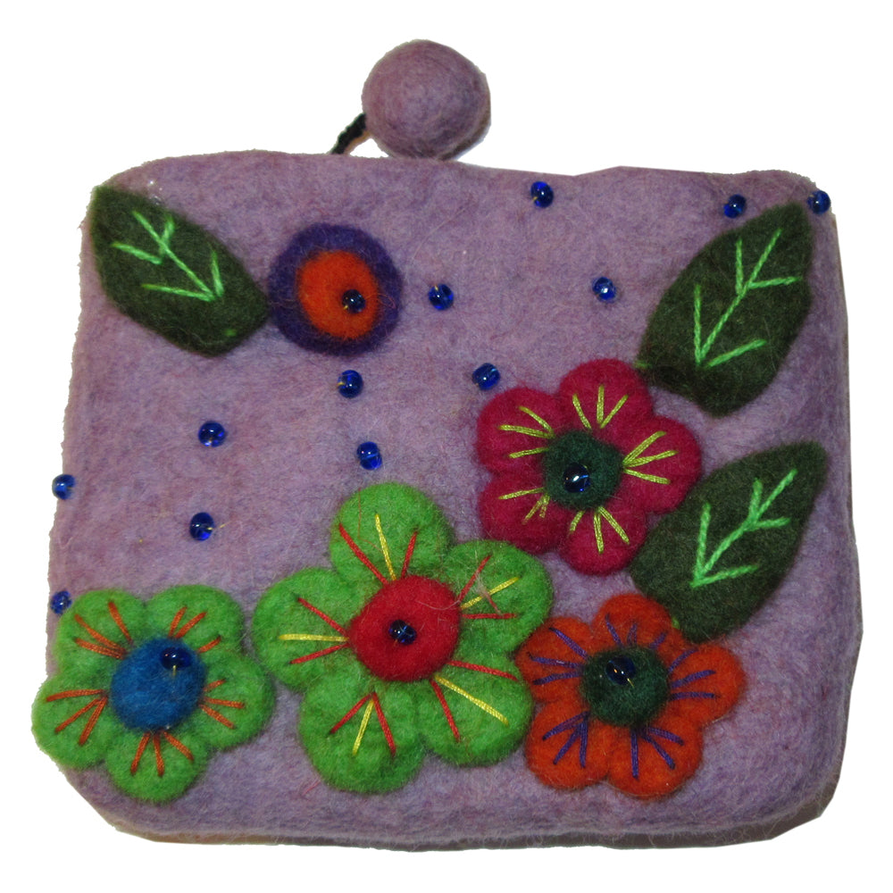 Flower Embroidered Felt Coin Purse – Taraluna - Fair Trade, Organic ...