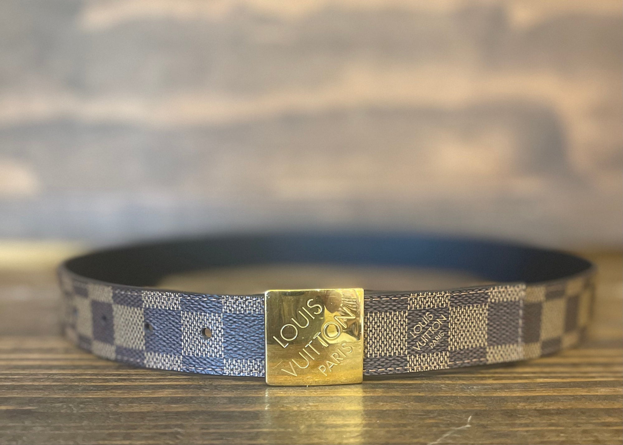 LOUIS VUITTON Damier Azur LV Initiales Belt 80 32 1248432