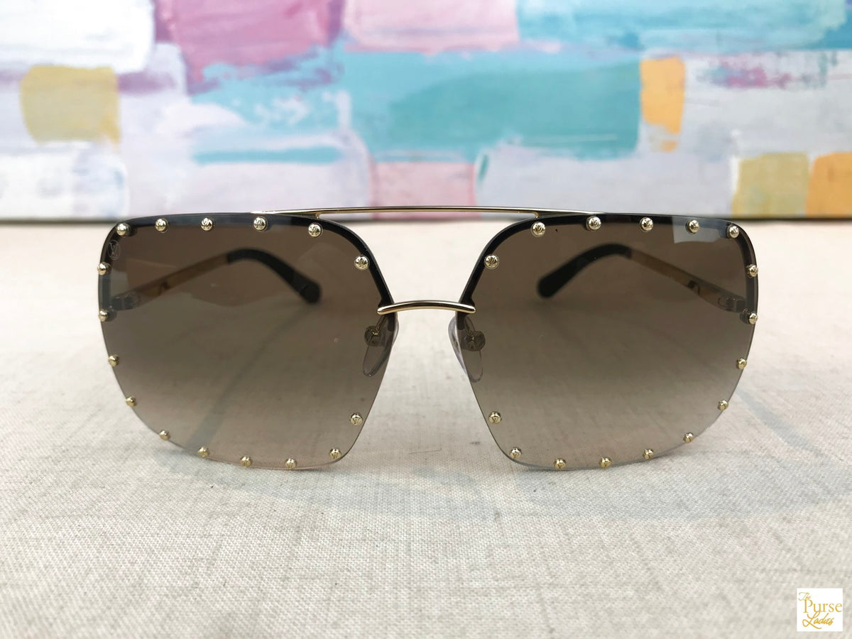 LOUIS VUITTON Gold The Party Studded Sunglasses — The Purse Ladies