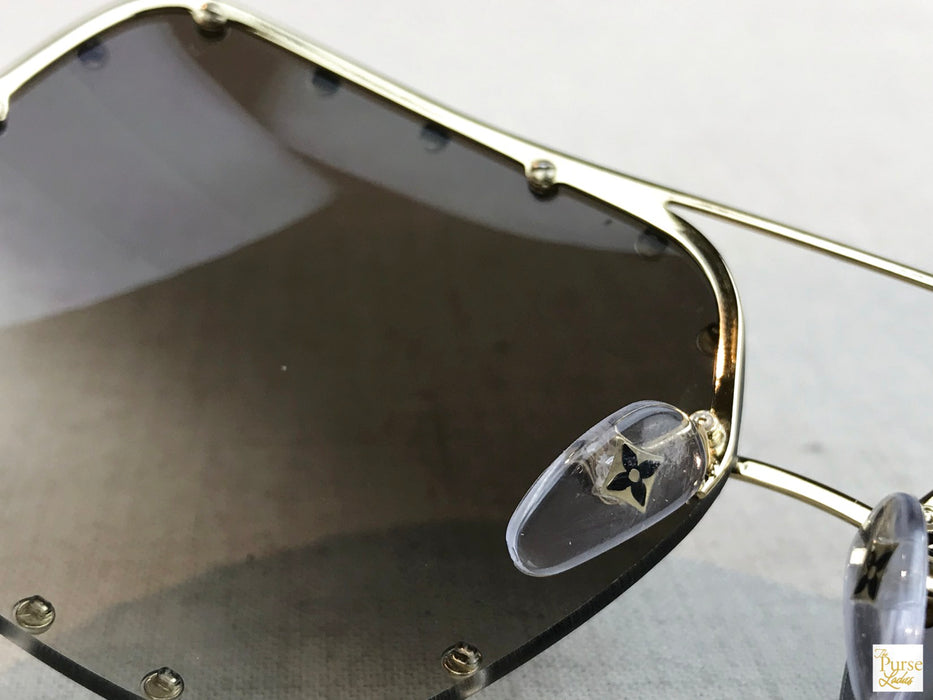 LOUIS VUITTON Gold The Party Studded Sunglasses — The Purse Ladies