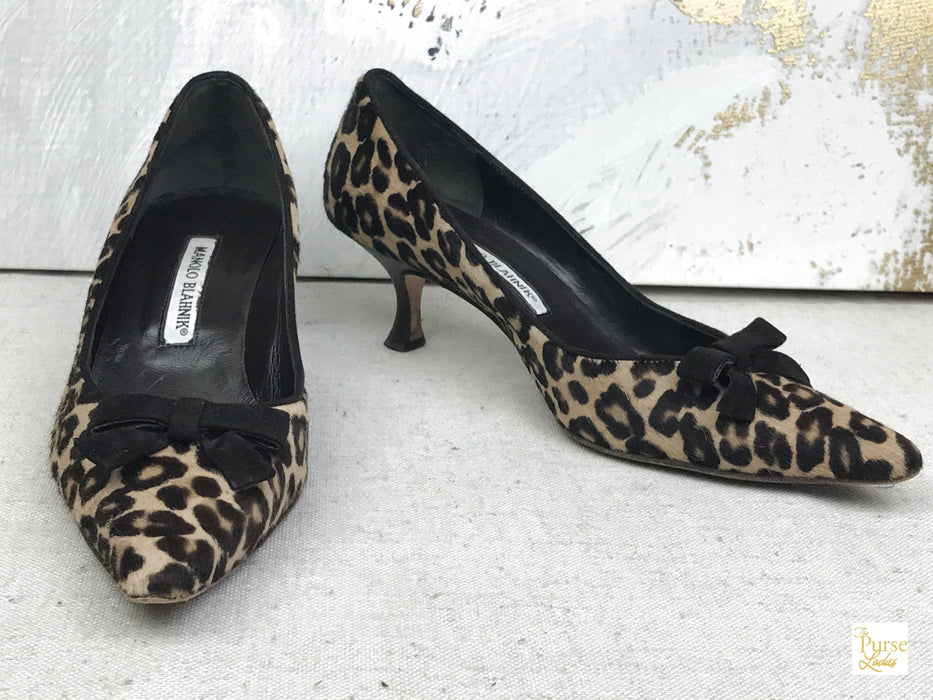 leopard pony hair heels