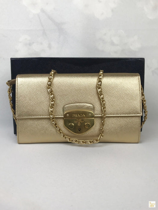 prada gold chain bag