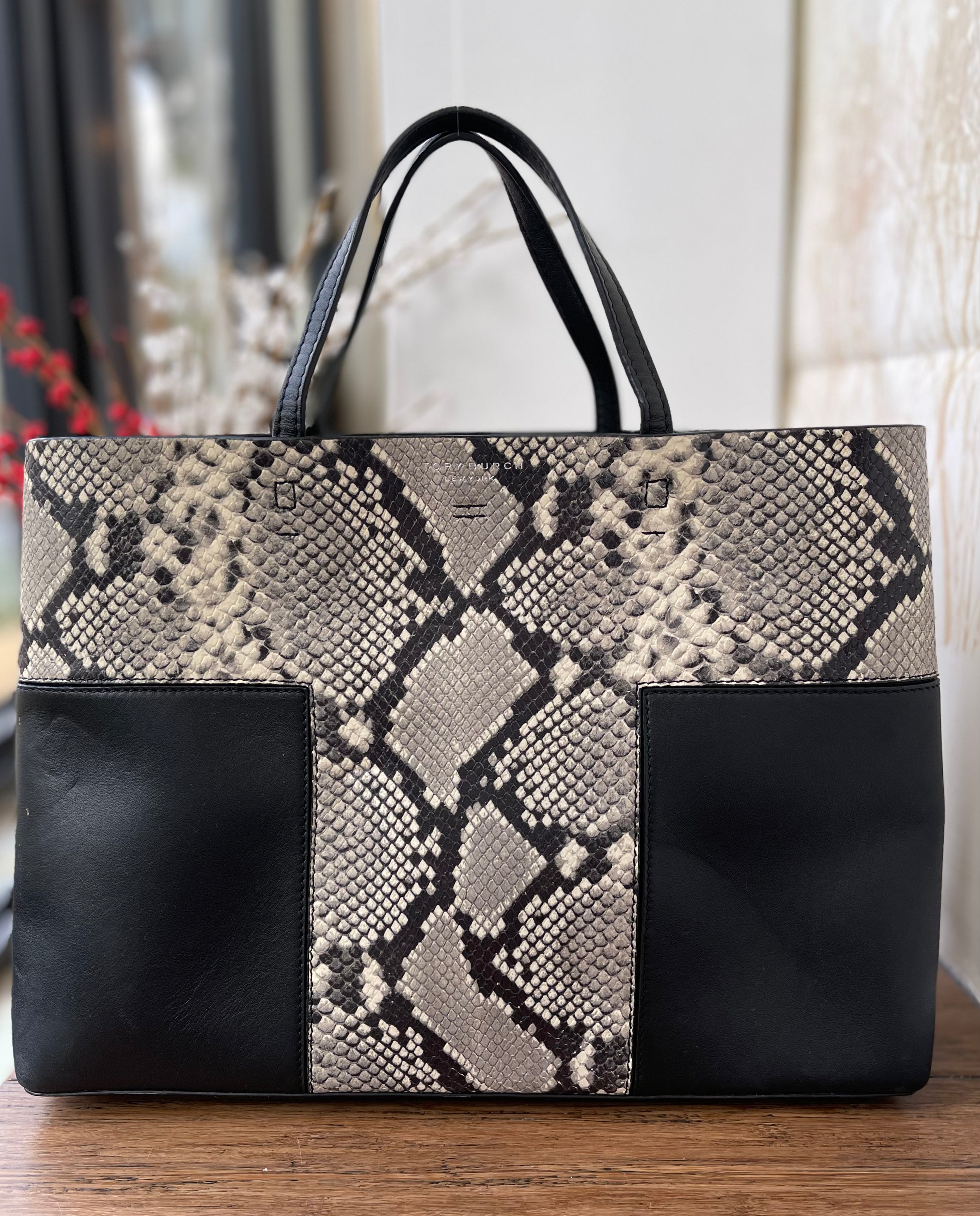 TORY BURCH Snake Block T Tote Bag 