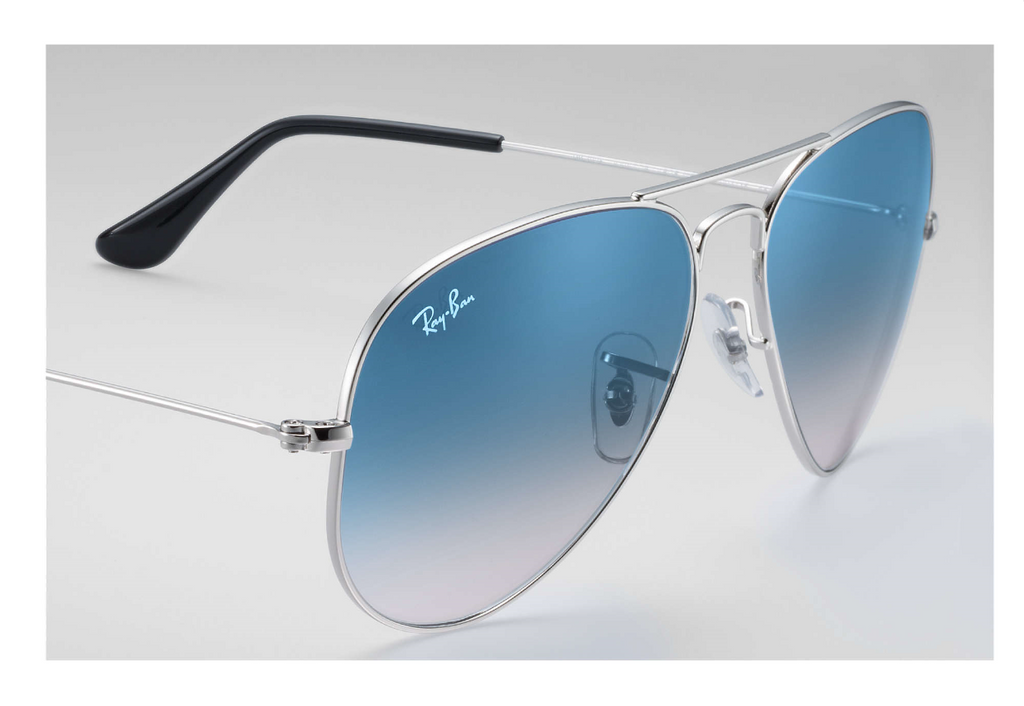 ray ban aviator silver blue gradient