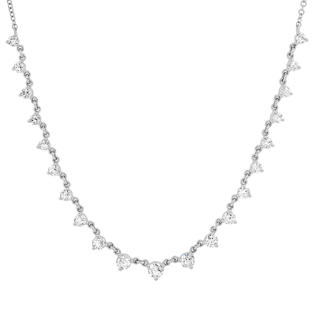 Delicate Luxe Graduated Round Shaped Diamond Necklace