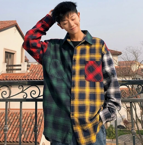 DAYHYPE contrast flannel long-sleeved shirt.