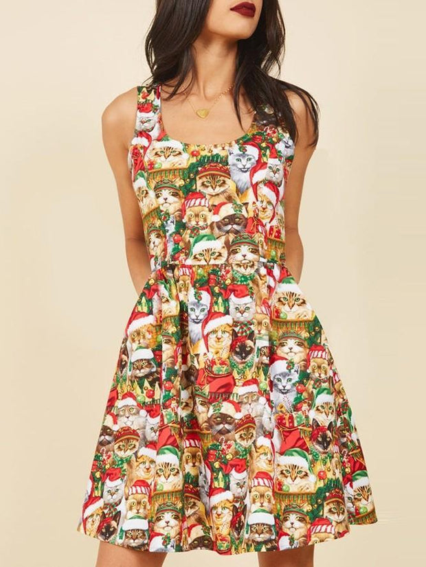 christmas cat dress womens