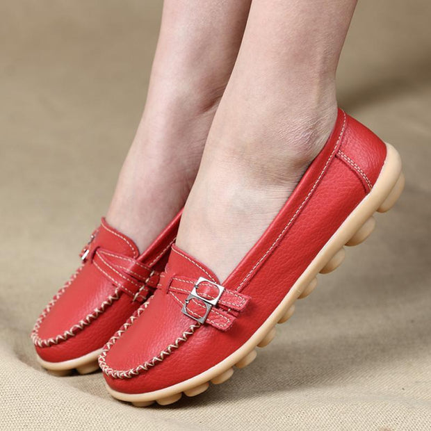 buckle strap casual flats loafers