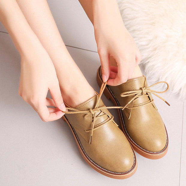 lace up flats round toe