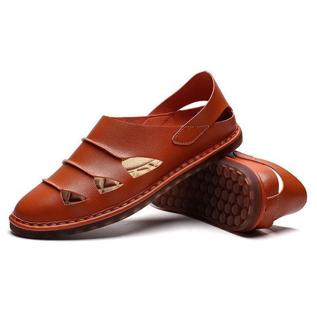 mens leather backless slippers
