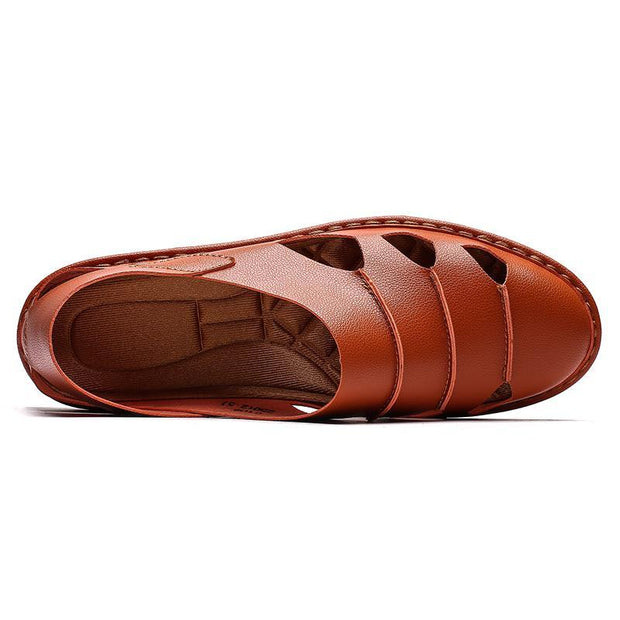 mens leather backless slippers