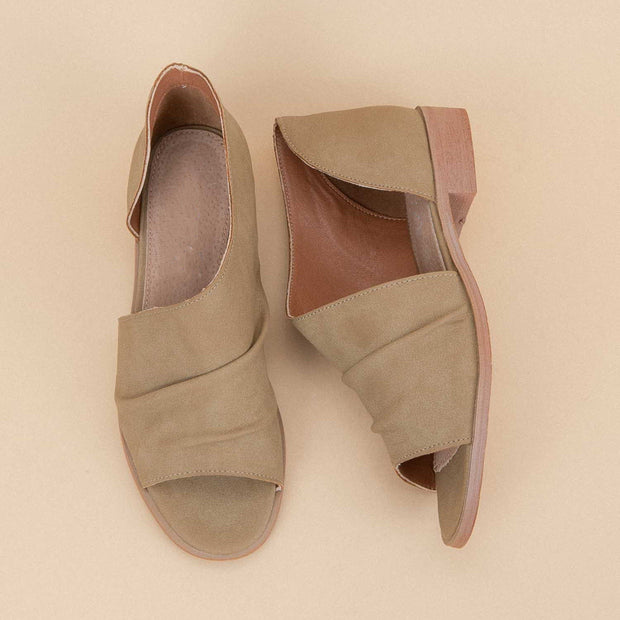 asymmetrical open toe flat