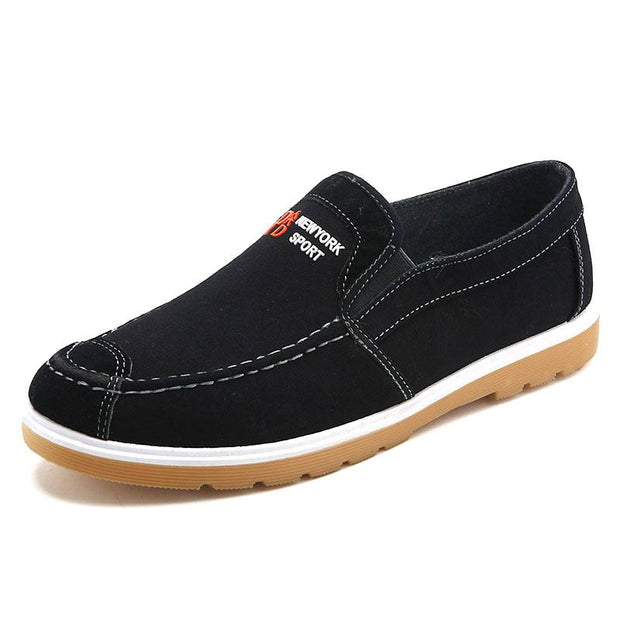 men washed canvas comfy soft sole slip on casual shoes