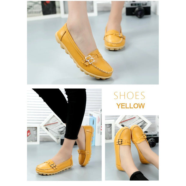 buckle strap casual flats loafers