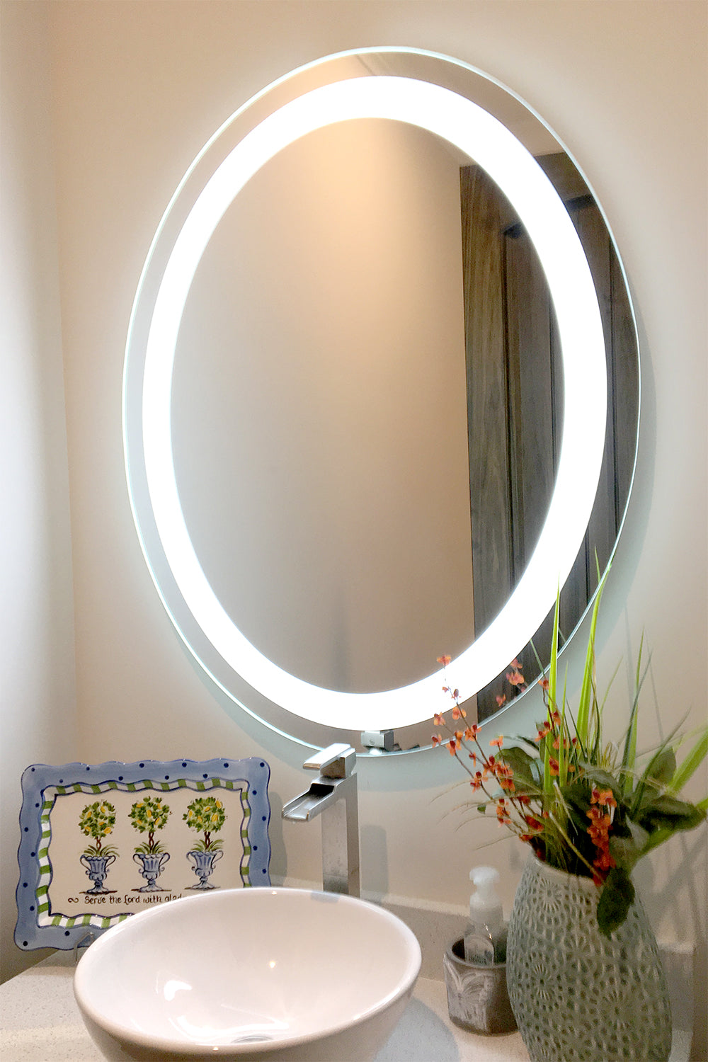 Front-Lighted LED Bathroom Vanity Mirror: 30" x 36" - Oval ...