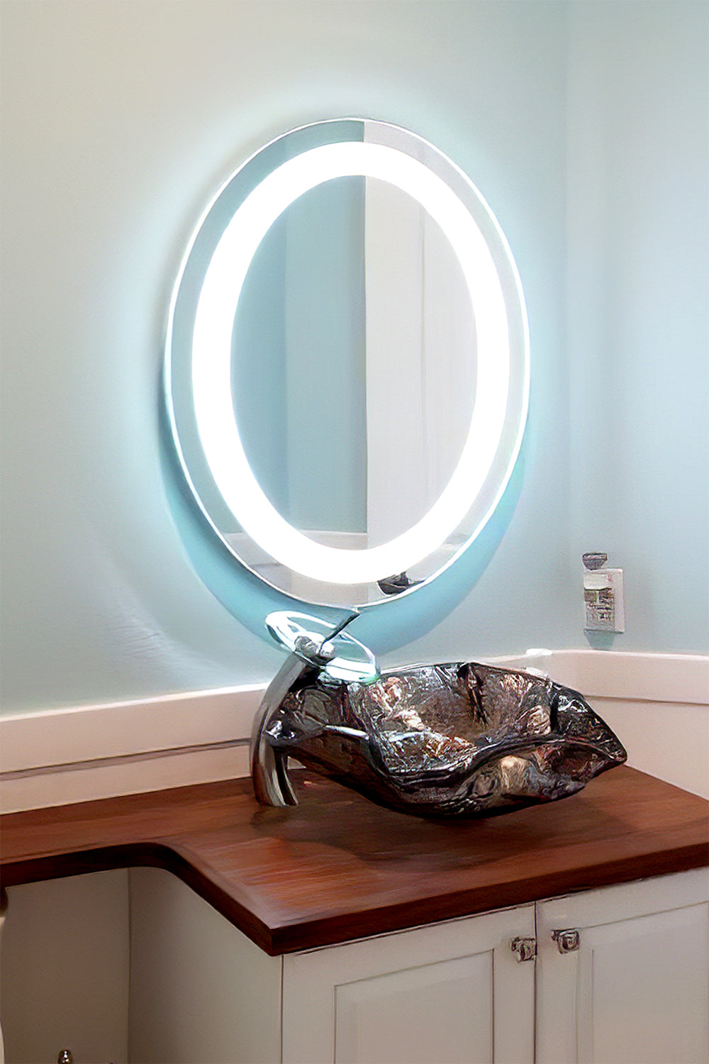 Front-Lighted LED Bathroom Vanity Mirror: 32" x 40" - Oval – Mirrors