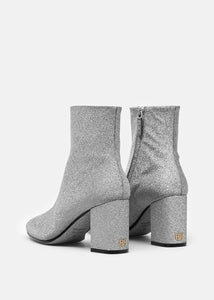 silver block heel booties