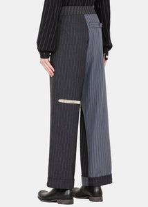 black pants with blue stripe