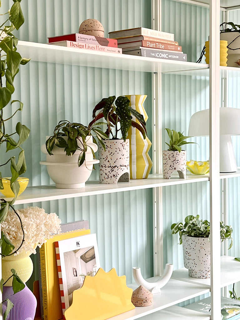 Colourful way to style a bookshelf - Bree Leech