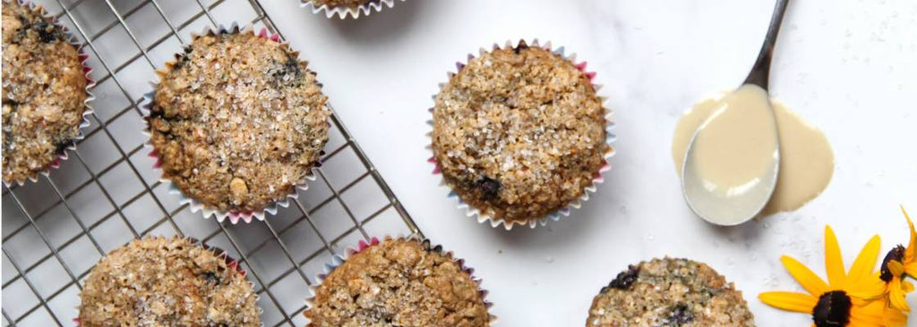 tahini muffins on baking tray