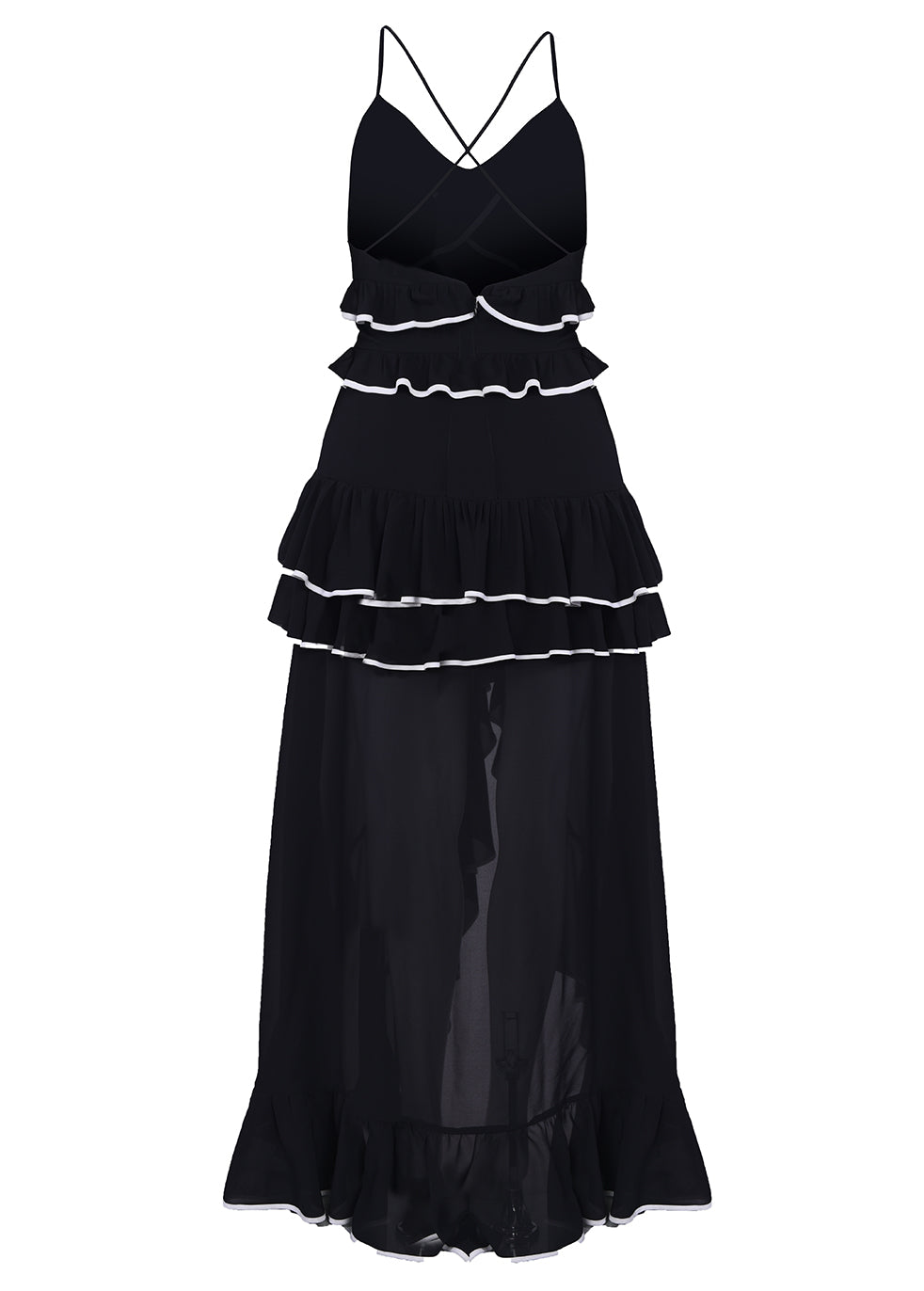 black dress with white frill