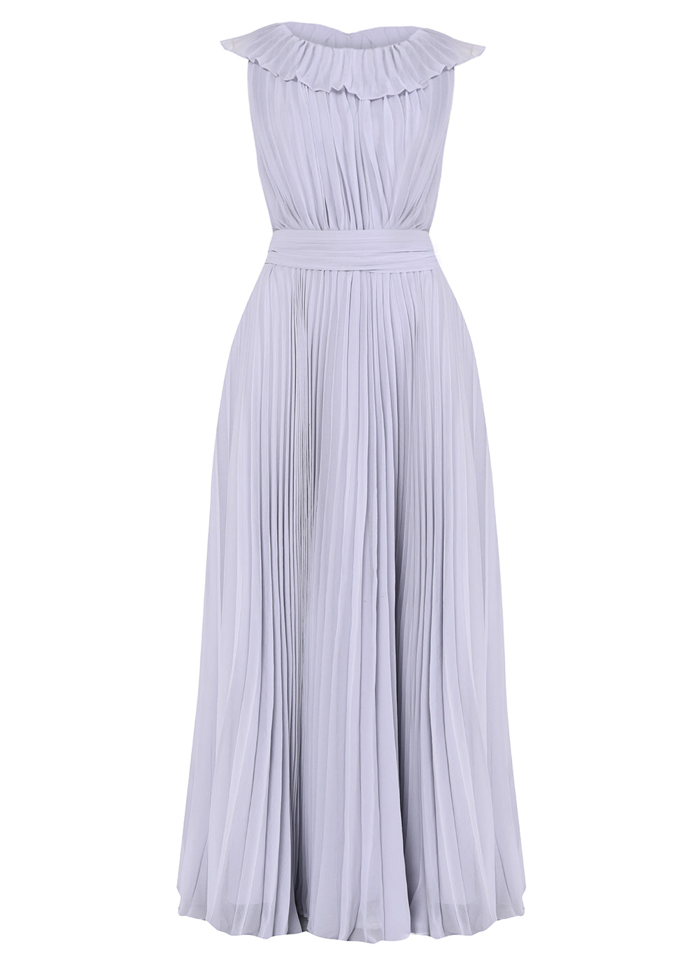 grey pleated maxi dress