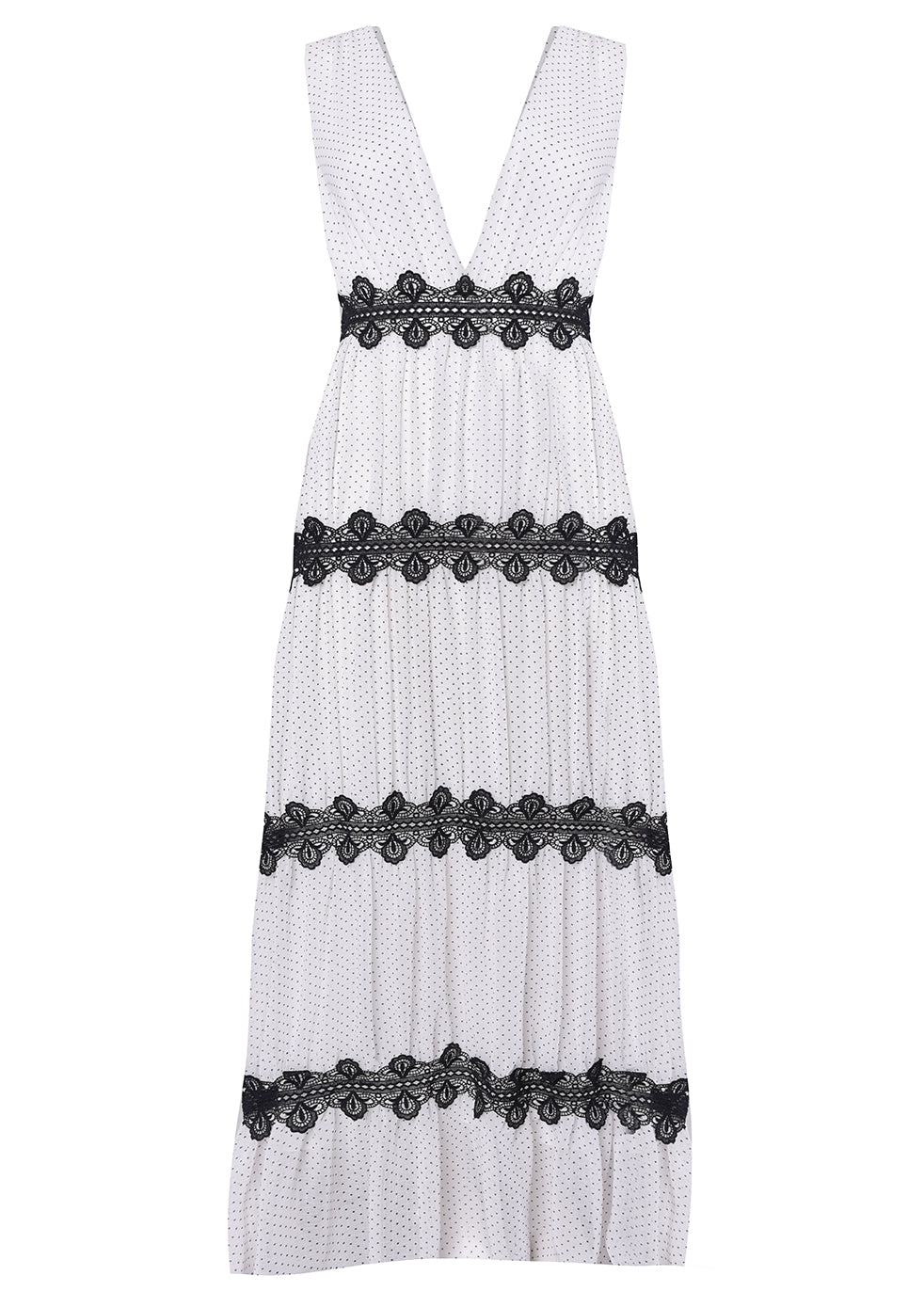 black and white spotted maxi dress