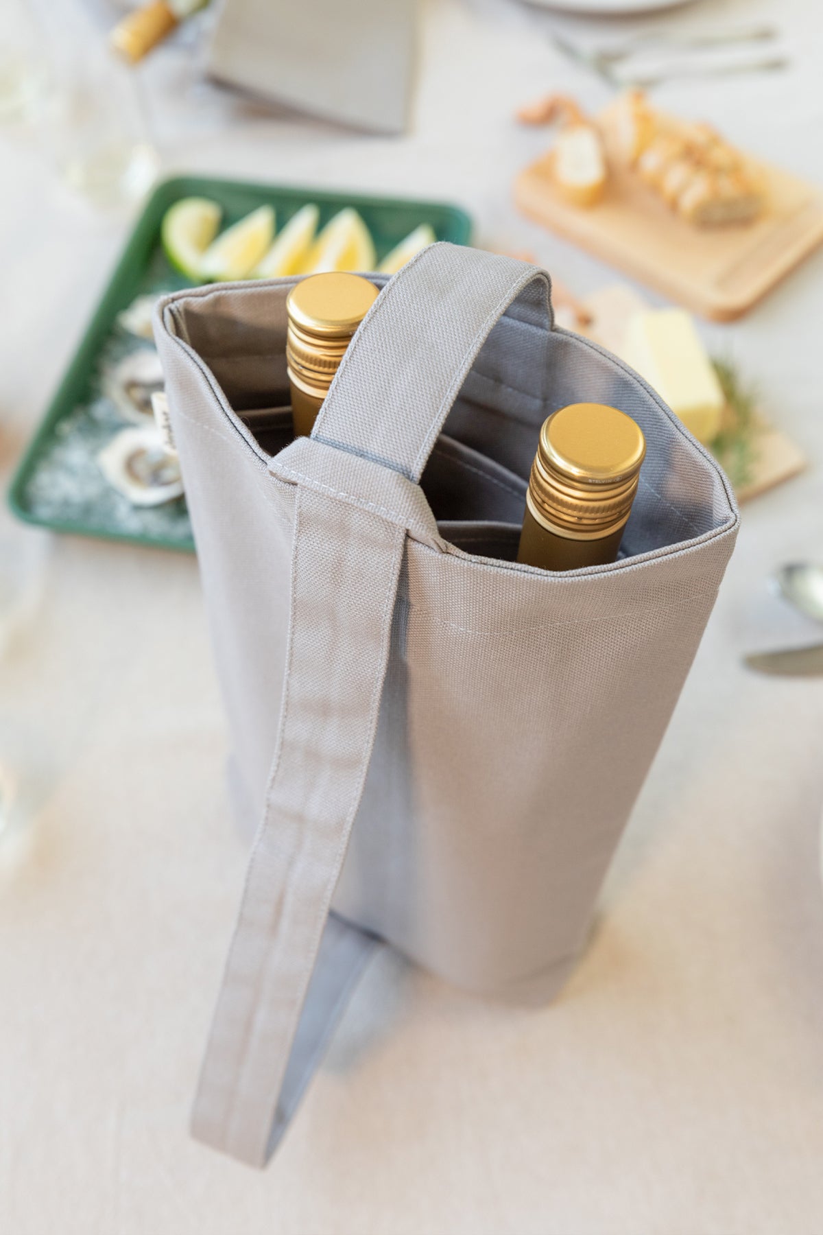 Aplat Two Bottle Wine Tote in new Oyster color