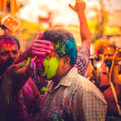 Hindus celebrate Holi with colored powders