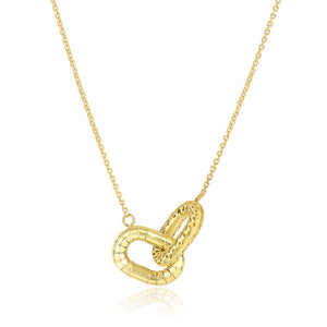 14k Yellow Gold Entwined Textured Oval Chain Necklace