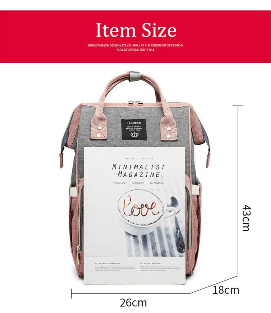 Pink and Grey Diaper Bag Backpack