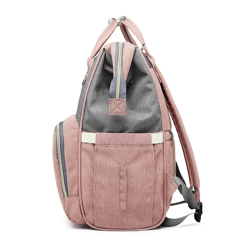 Pink and Grey Diaper Bag Backpack