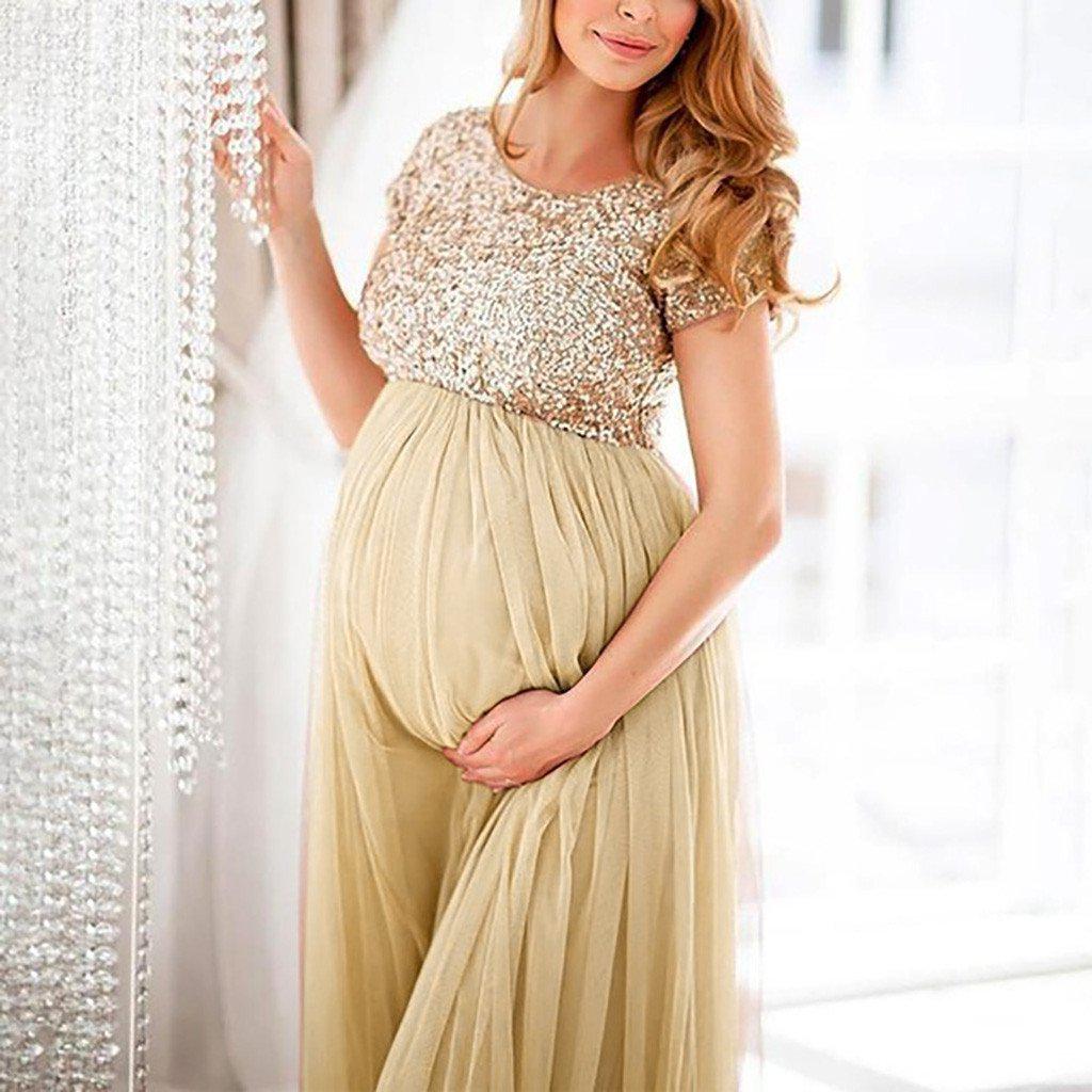 gold maternity maxi dress