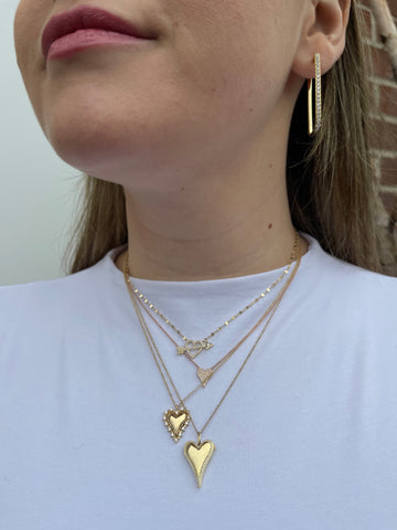 Shy Creation - Assorted Yellow Gold Heart Necklaces