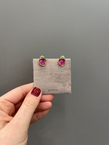 Syna Jewels - Mogul Flower Bud Diamond Earrings in Rubellite