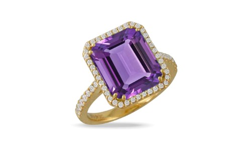 A halo amethyst fashion ring from Doves by Doron Paloma.