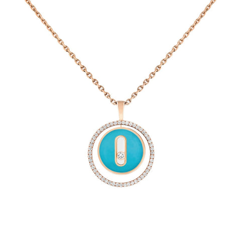 Messika ROSE GOLD DIAMOND NECKLACE TURQUOISE LUCKY MOVE PM NECKLACE