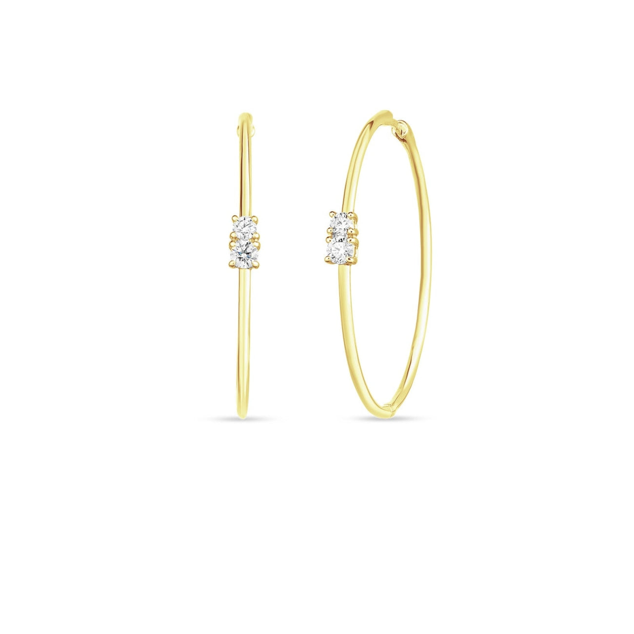 Roberto Coin 18K Yellow Gold Diamond Princess Diamond Hoop Earrings |  Bloomingdale's