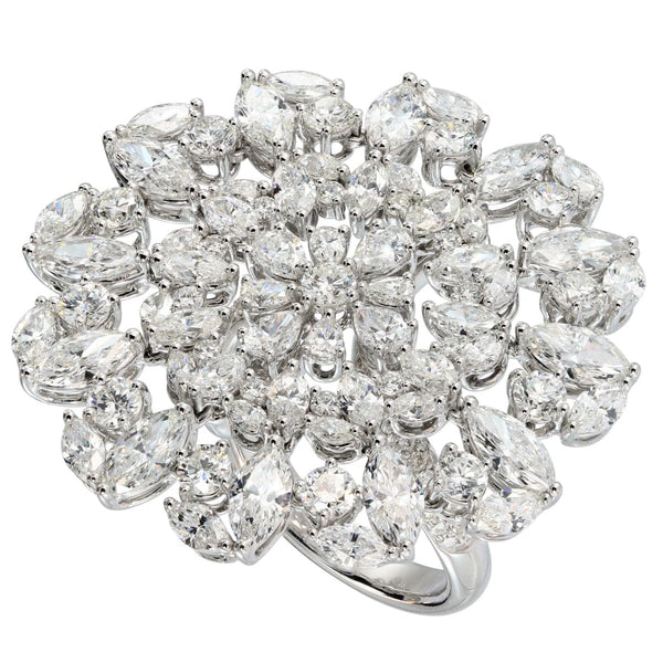 Etho Maria 18k White Gold Multi-shape Diamonds Round Cocktail Ring ...