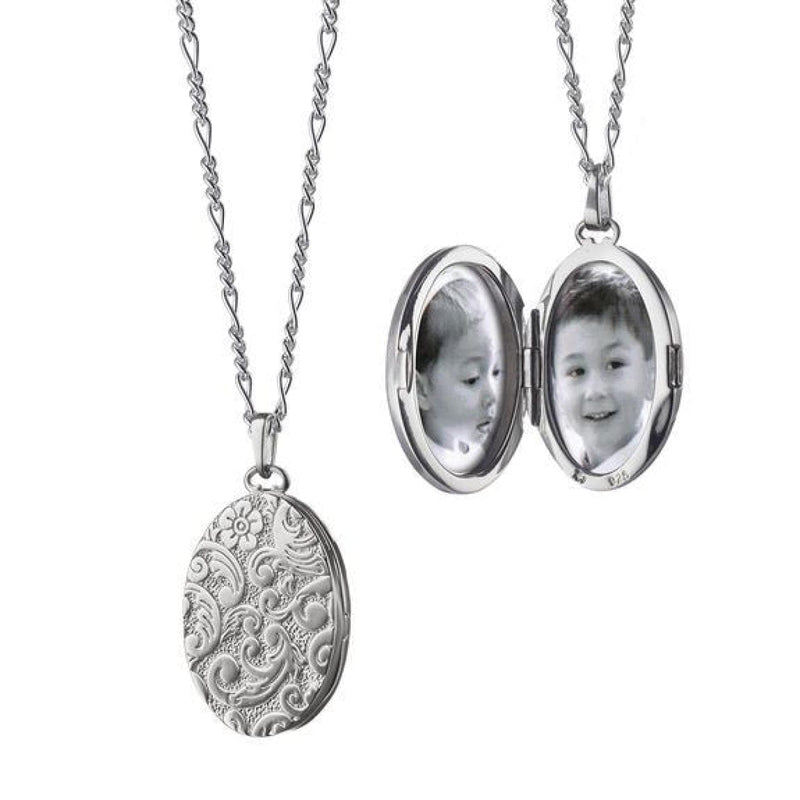 Monica Rich Kosann Floral Oval Locket In Silver - Jewelry | Manfredi Jewels