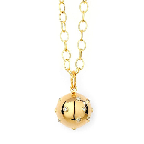 Syna Gold Disco Ball Pendant With Champagne Diamonds - Jewelry ...