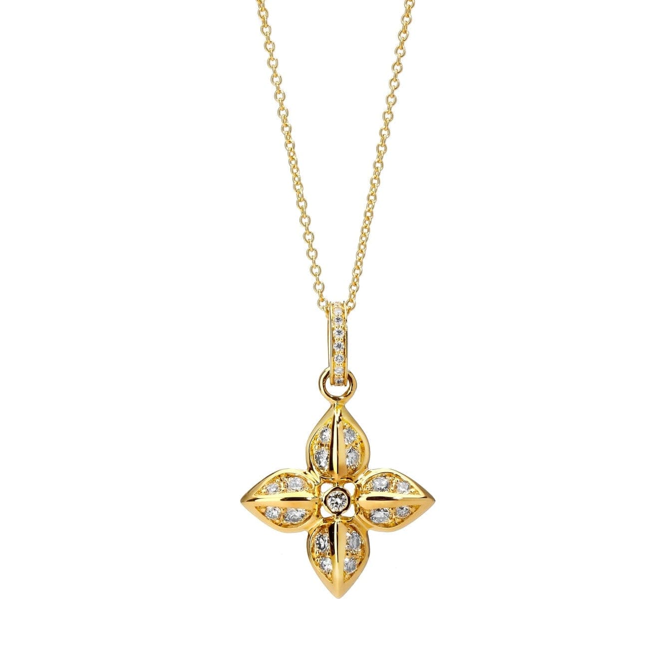 Syna Love Flower Diamond Necklace 18k Yellow Gold - Jewelry | Manfredi ...