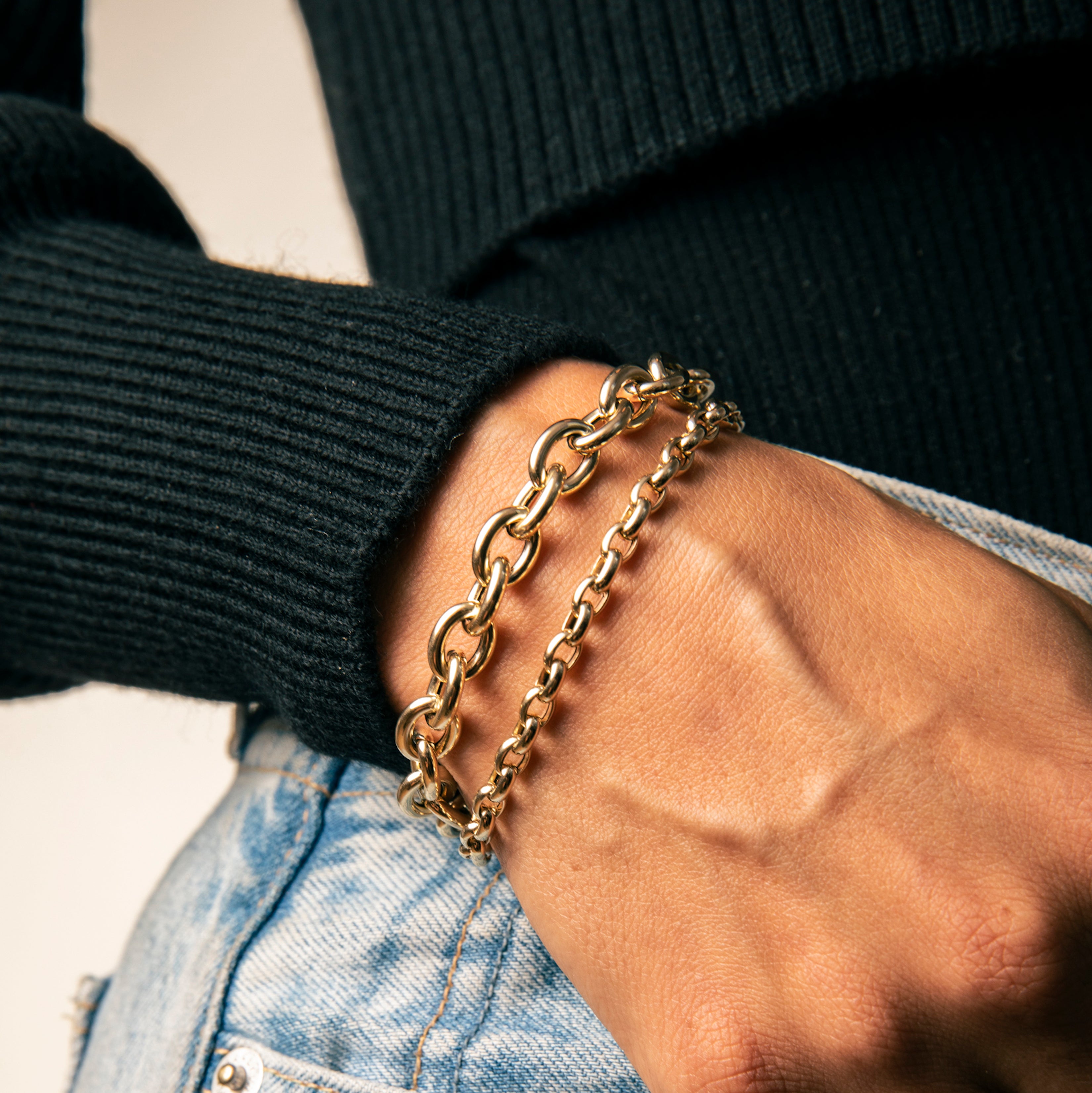 Chunky Gold Chain Bracelet Set | Gigiland UK | SilkFred AU