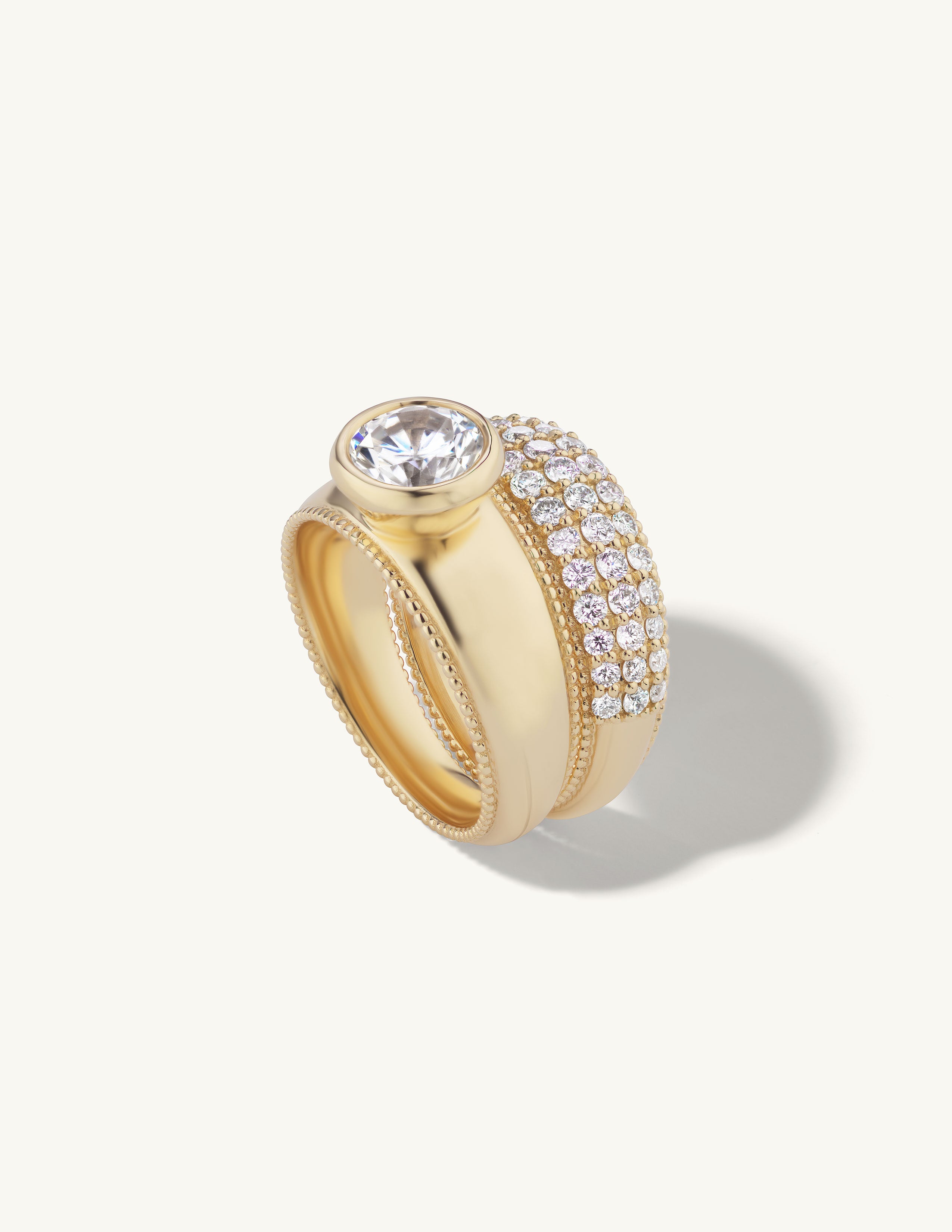 Wide Engagement Ring with Milgrain